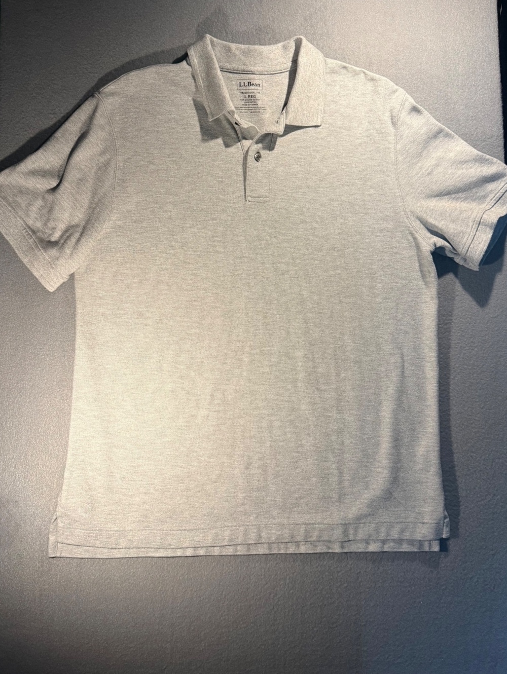 L.L.Bean Traditional Fit Grey Polo Shirt Large Regular 100% Cotton